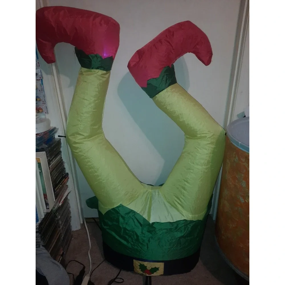 Holiday Time Christmas Inflatable Elf Legs, 3.5' Lights Up